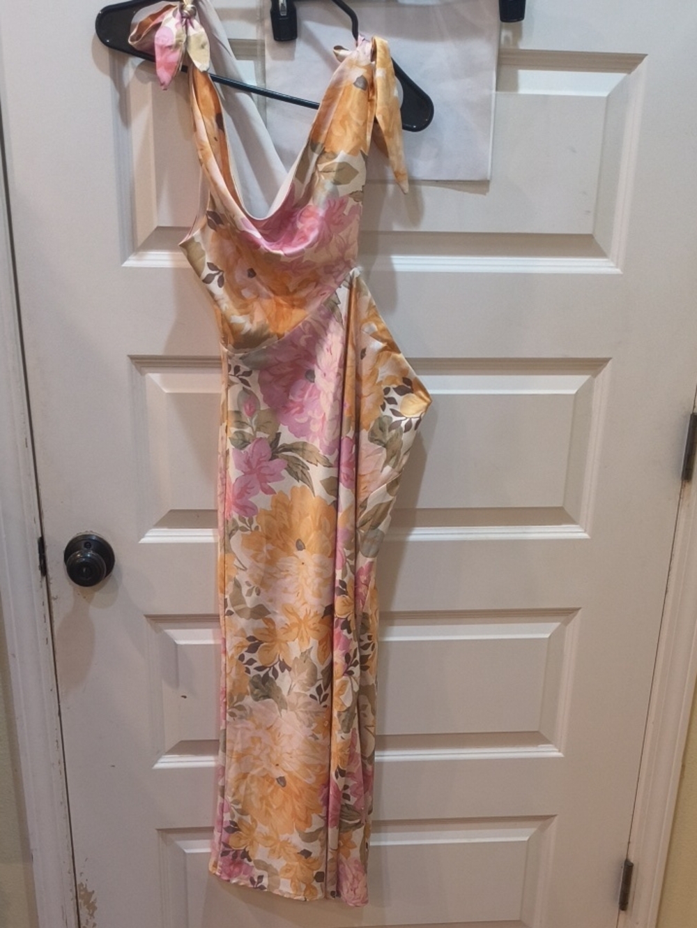 Showpo Floral Tie-Shoulder Maxi Dress in Pink & Yellow